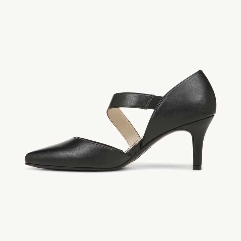 LifeStride Suki Pump Black Faux Leather Pointed Toe Asymmetrical Strap Heel 8.5W - Picture 9 of 13